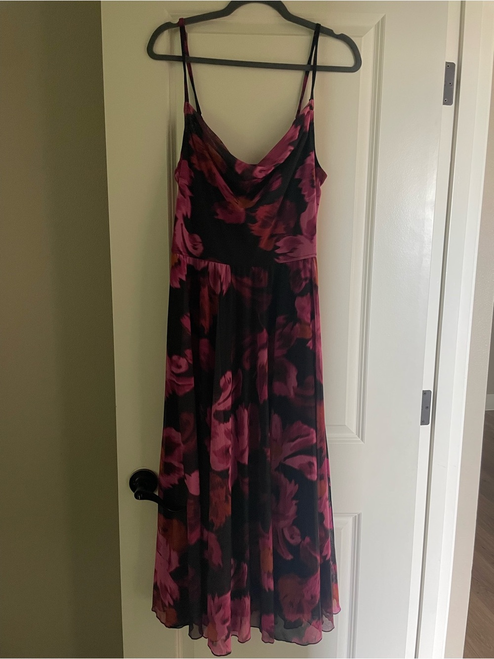 Amazon Floral Slip Dress in Black and Magenta